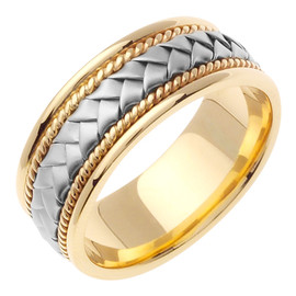 Two Tone Gold Hand Woven Wedding Band