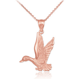 Flying Duck Rose Gold Pendant Necklace
