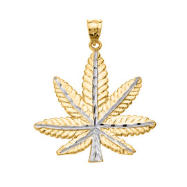 Yellow Gold Marijuana Leaf Cannabis Charm Pendant