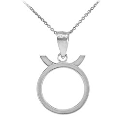 White Gold Taurus Zodiac Sign Pendant Necklace