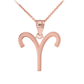 Rose Gold Aries Zodiac Sign Pendant Necklace
