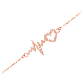 14k Rose Gold Heartbeat Bracelet