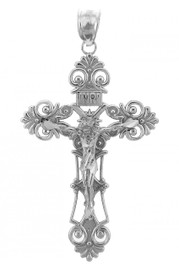 White Gold Crucifix Pendant - The Savior Crucifix