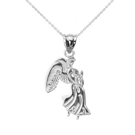 Sterling Silver Praying Angel Pendant Necklace