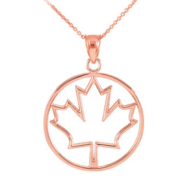 Rose Gold Maple Leaf Open Design Pendant Necklace