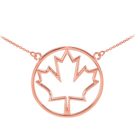 14k Rose Gold Open Design Maple Leaf Necklace