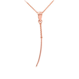 Rose Gold Japanese Katana Short Sword Pendant Necklace