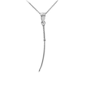 Sterling Silver Japanese Katana Short Sword Pendant Necklace