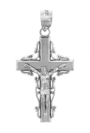 White Gold Crucifix Pendant - The Triumph Crucifix