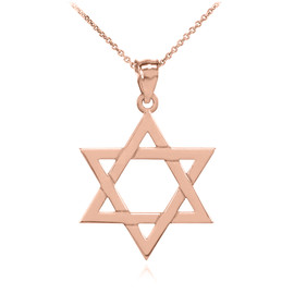 Rose Gold Jewish Star of David Charm Pendant Necklace (Small)