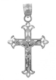 White Gold Crucifix Pendant - The Deliverer Crucifix