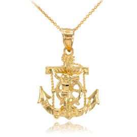 Gold Mariner Crucifix Anchor Cross Pendant Necklace