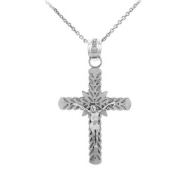 Sterling Silver Crucifix Pendant Necklace- The Laurel Crucifix