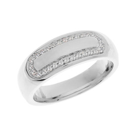 White Gold Diamond Accented Men's Wedding Band