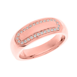 Rose Gold White CZ Men's Wedding Band