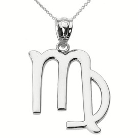 Sterling Silver Virgo September Zodiac Sign Pendant Necklace