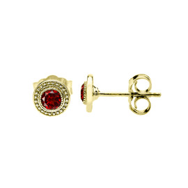 Yellow Gold Garnet Stud Earrings