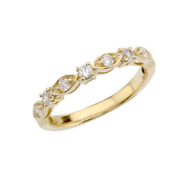 Yellow Gold Engagement/Anniversary Band With Cubic Zirconia