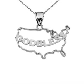 Sterling Silver God Bless America Pendant Necklace