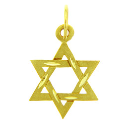 Jewish Charms and Pendants - 14K Yellow Gold Diamond Cut Star of David Pendant