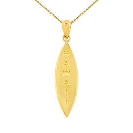 Yellow Gold Hawaii Surfboard Pendant Necklace
