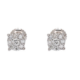 White Gold Halo Diamond Stud Earrings (6 mm)