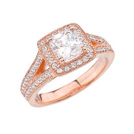 Rose Gold Halo Princess Cut Engagement/Proposal Ring