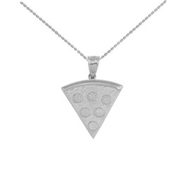 Sterling Silver Pizza Slice Friendship Pendant Necklace