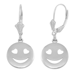 Sterling Silver Heart Eyes  Smiley Face Earring Set