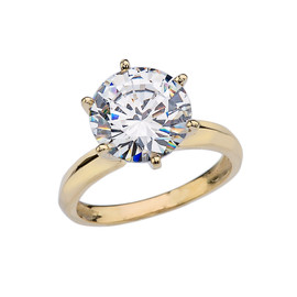 Yellow Gold Over 7 Ct Round Solitaire Engagement/Proposal Ring