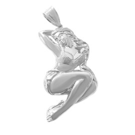 Solid White Gold Bikini Pin Up Pendant Necklace