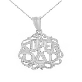 Sterling Silver Super Dad Filigree Pendant Necklace