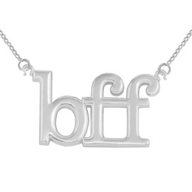 Sterling Silver BFF Best Friends Forever Sideways Pendant Necklace (0.79" )