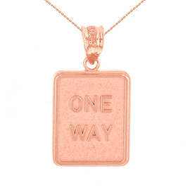 Rose Gold One Way Street Traffic Sign Pendant Necklace