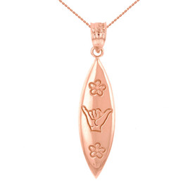 Rose Gold Shaka Hawaiian Hand Sign Pendant Necklace