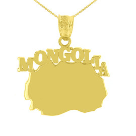 Yellow Gold  Mongolia Country Pendant Necklace