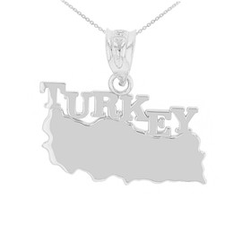 White Gold Turkey Country Pendant Necklace
