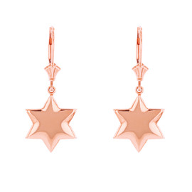 14K Solid Rose Gold Star Earring Set