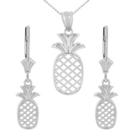 Sterling Silver Pineapple Pendant Earring Set