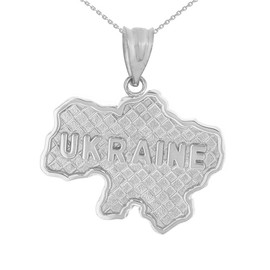 Sterling Silver Country of Ukraine Geography Pendant Necklace
