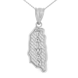 Sterling Silver Country of Taiwan Geography Pendant Necklace