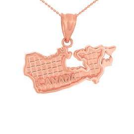 Solid Rose Gold Country of Canada Geography Pendant Necklace