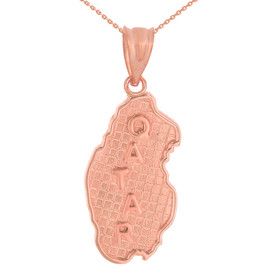 Solid Rose Gold Country of Qatar Geography Pendant Necklace