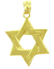 Jewish Charms and Pendants - Star of David Textured Yellow Gold Pendant