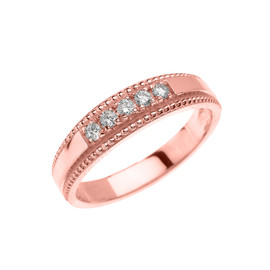 Rose Gold Elegant Diamond Wedding Band Ring For Her