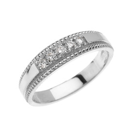 White Gold Elegant Cubic Zirconia Wedding Band Ring For Him