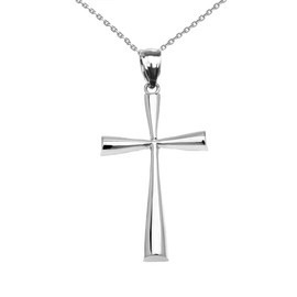 White Gold Dainty Cross Pendant Necklace
