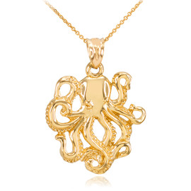 Gold Octopus Sea Life Pendant Necklace