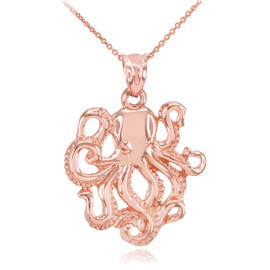 Rose Gold Octopus Sea Life Pendant Necklace