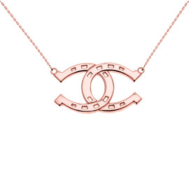 Rose Gold Criss Cross Horse Shoe Good luck Necklace